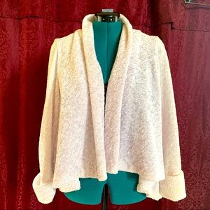 Vintage crushed velvet open swing waterfall jacket white size small
